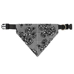 Black And White Floral Glen Plaid Print Over The Collar Dog Bandana