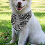 Black And White Floral Glen Plaid Print Over The Collar Dog Bandana