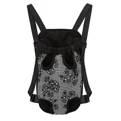 Black And White Floral Glen Plaid Print Pet Carrier Backpack