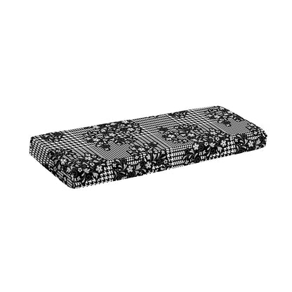 Black And White Floral Glen Plaid Print Piano Keyboard Cover