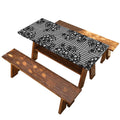 Black And White Floral Glen Plaid Print Picnic Table Cover