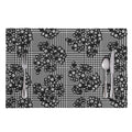 Black And White Floral Glen Plaid Print Placemat