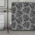 Black And White Floral Glen Plaid Print Polyester Shower Curtain