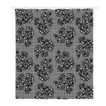 Black And White Floral Glen Plaid Print Polyester Shower Curtain