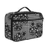 Black And White Floral Glen Plaid Print Portable Lunch Bag