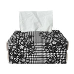 Black And White Floral Glen Plaid Print Rectangle Tissue Box Cover