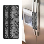 Black And White Floral Glen Plaid Print Refrigerator Handle Covers