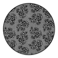 Black And White Floral Glen Plaid Print Round Floor Mat