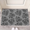 Black And White Floral Glen Plaid Print Rubber Doormat