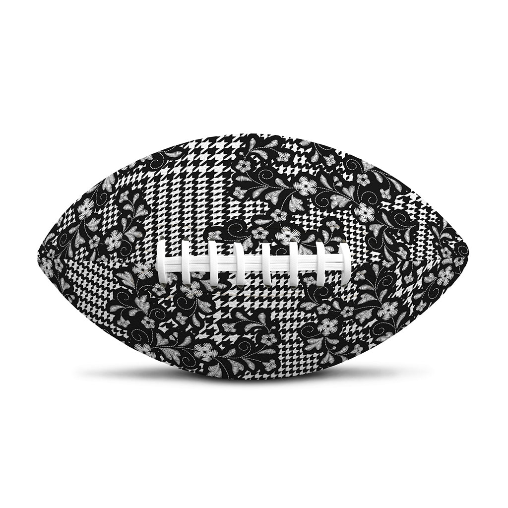 Black And White Floral Glen Plaid Print Rugby Ball
