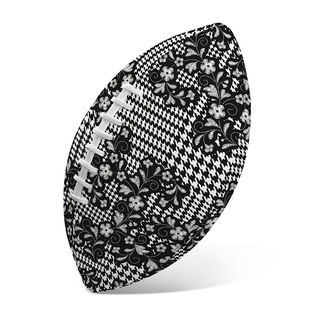 Black And White Floral Glen Plaid Print Rugby Ball