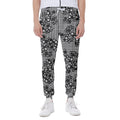 Black And White Floral Glen Plaid Print Joggers
