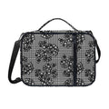 Black And White Floral Glen Plaid Print Shoulder Strap Bible Bag