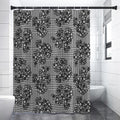 Black And White Floral Glen Plaid Print Shower Curtain