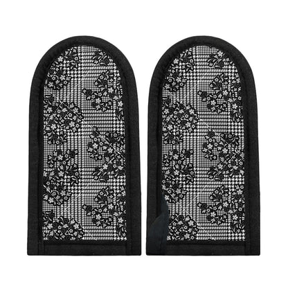 Black And White Floral Glen Plaid Print Skillet Handle Cover
