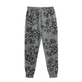 Black And White Floral Glen Plaid Print Sweatpants