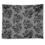 Black And White Floral Glen Plaid Print Tapestry
