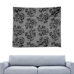 Black And White Floral Glen Plaid Print Tapestry