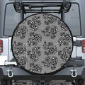 Black And White Floral Glen Plaid Print Tire Cover