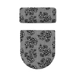 Black And White Floral Glen Plaid Print Toilet Lid And Tank Cover Set