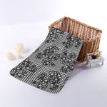 Black And White Floral Glen Plaid Print Towel