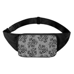 Black And White Floral Glen Plaid Print Waist Bag
