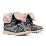 Black And White Floral Glen Plaid Print Winter Boots