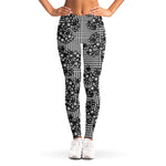 Black And White Floral Glen Plaid Print Women's Leggings
