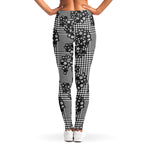 Black And White Floral Glen Plaid Print Women's Leggings