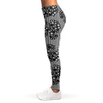 Black And White Floral Glen Plaid Print Women's Leggings