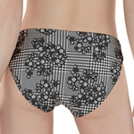 Black And White Floral Glen Plaid Print Women's Panties