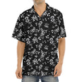 Black And White Flower Print Aloha Shirt