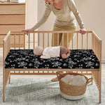 Black And White Flower Print Baby Crib Sheet