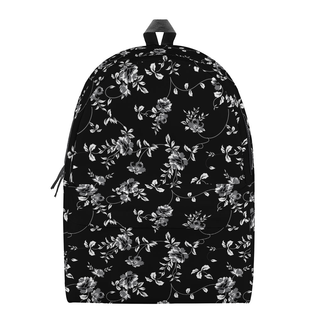 Black And White Flower Print Backpack