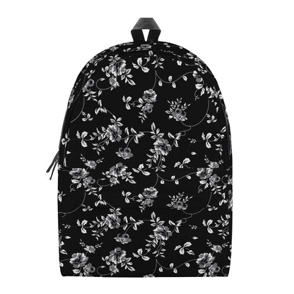 Black And White Flower Print Backpack