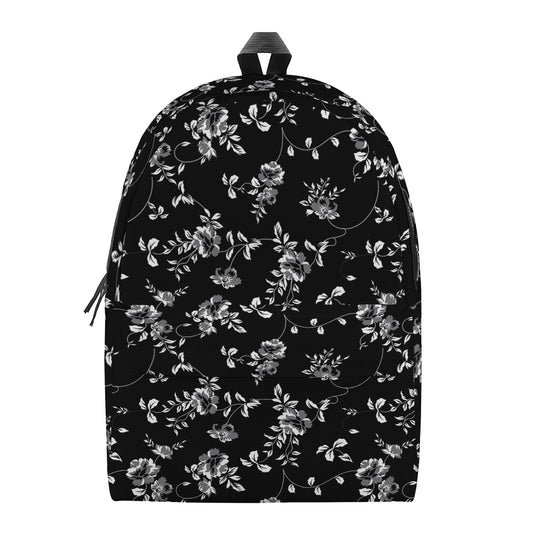 Black And White Flower Print Backpack