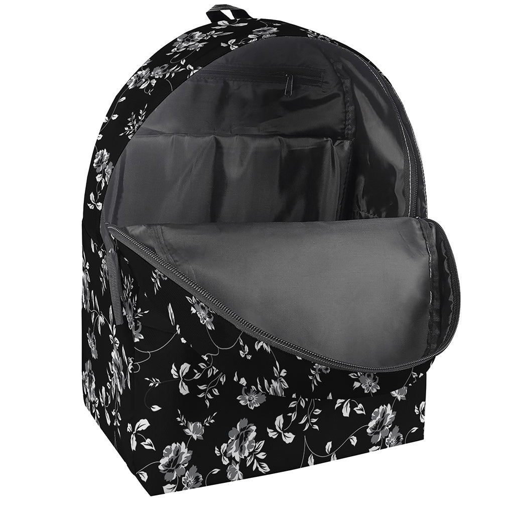 Black And White Flower Print Backpack