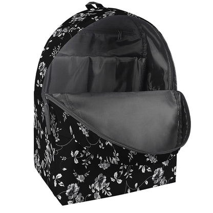 Black And White Flower Print Backpack