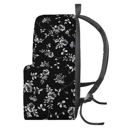 Black And White Flower Print Backpack