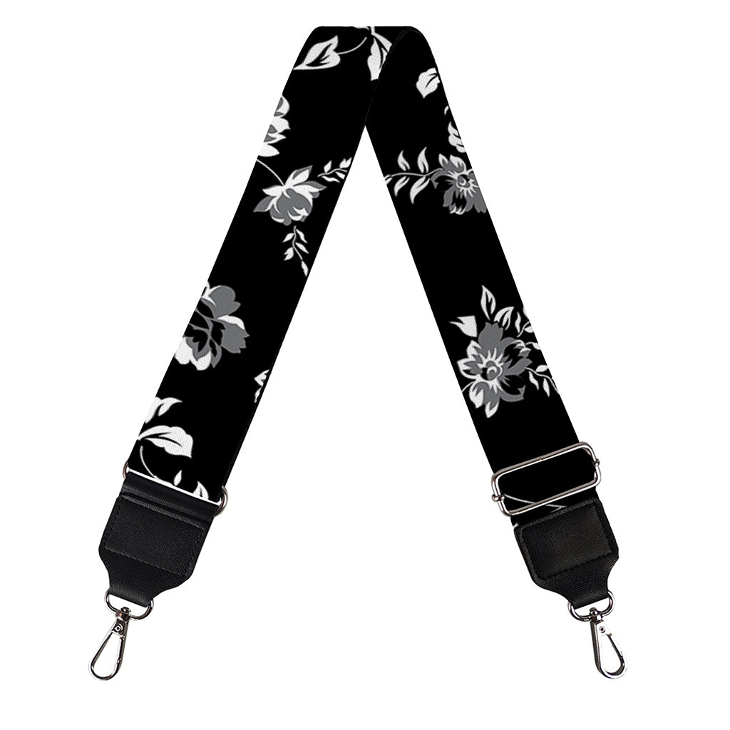 Black And White Flower Print Bag Strap