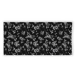 Black And White Flower Print Beach Towel