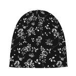 Black And White Flower Print Beanie