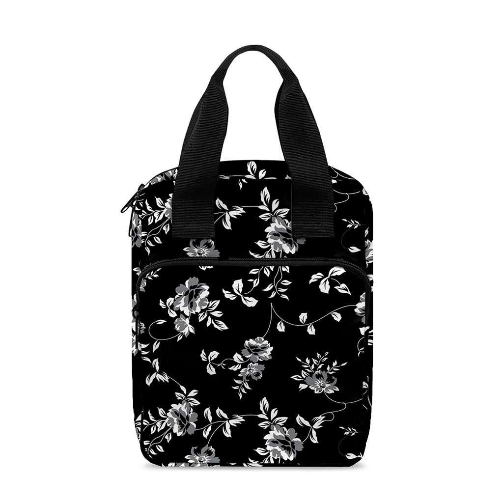 Black And White Flower Print Bible Tote Bag