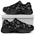 Black And White Flower Print Black Chunky Shoes