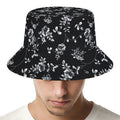 Black And White Flower Print Bucket Hat