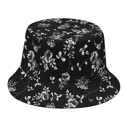 Black And White Flower Print Bucket Hat