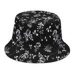 Black And White Flower Print Bucket Hat