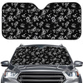 Black And White Flower Print Car Windshield Sun Shade
