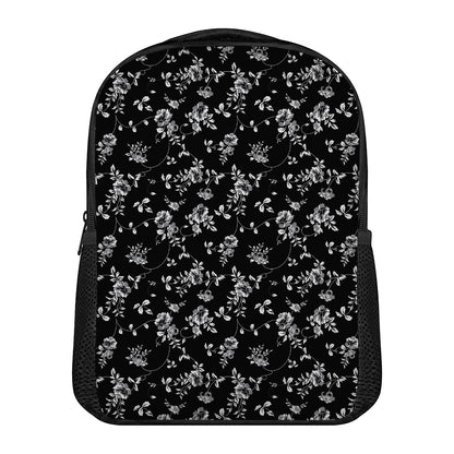 Black And White Flower Print Casual Backpack