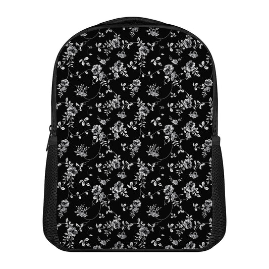 Black And White Flower Print Casual Backpack
